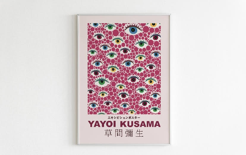 Yayoi Kusama Eyes Flying In The Sky Pink Print