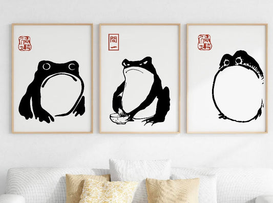 Japanese Matsumoto Hoji Vintage Frog 3 pcs Print Set