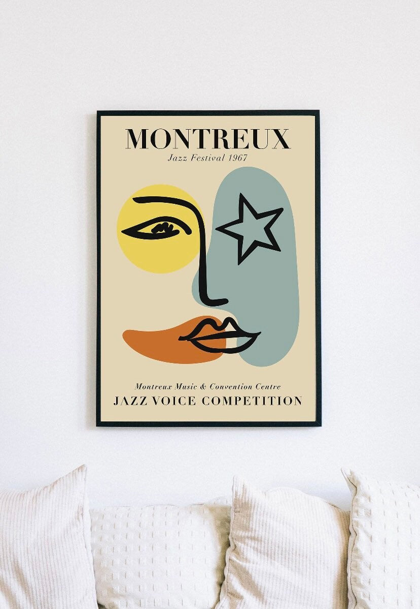 Montreux Jazz festival 1967 print | mid century art work | abstract print | one line poster