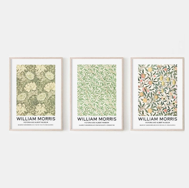 William Morris set of three | Set of 3 Wall Art |Vintage Botanical Prints |Floral Art Prints |Museum Exhibition Poster |Botanical Print Set