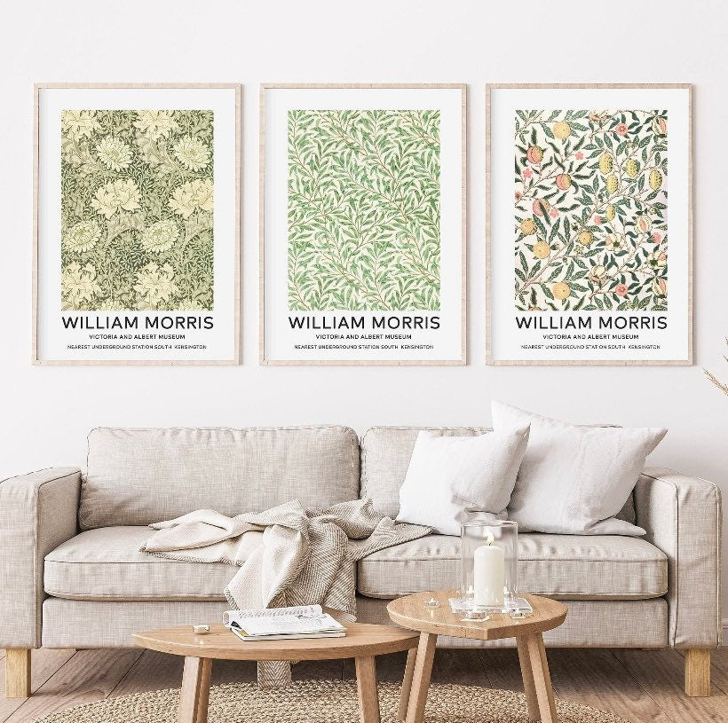 William Morris set of three | Set of 3 Wall Art |Vintage Botanical Prints |Floral Art Prints |Museum Exhibition Poster |Botanical Print Set