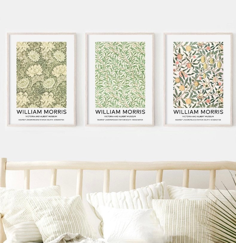 William Morris set of three | Set of 3 Wall Art |Vintage Botanical Prints |Floral Art Prints |Museum Exhibition Poster |Botanical Print Set