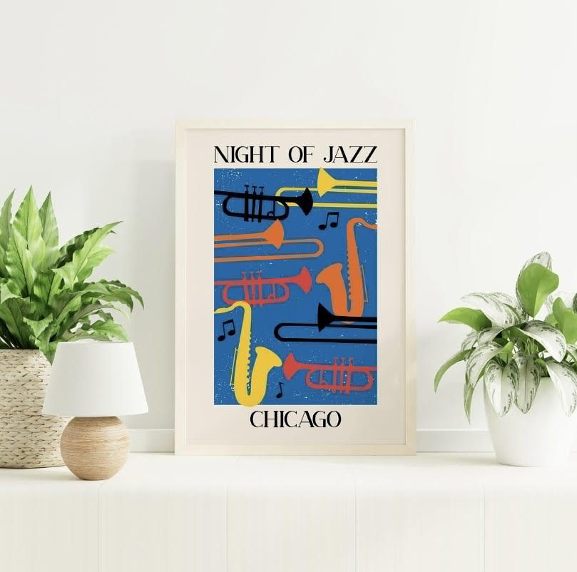 Set of Three Colourful American Jazz Prints