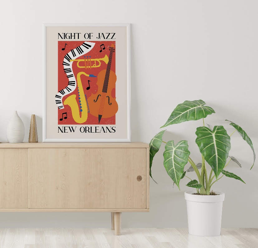 Set of Three Colourful American Jazz Prints