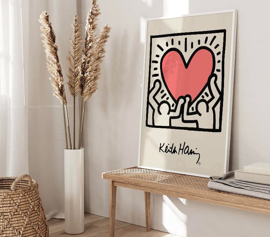 Keith Haring Inspired Pink Love Heart Print