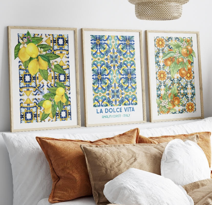 Amalfi Coast lemon and Orange Trio of prints