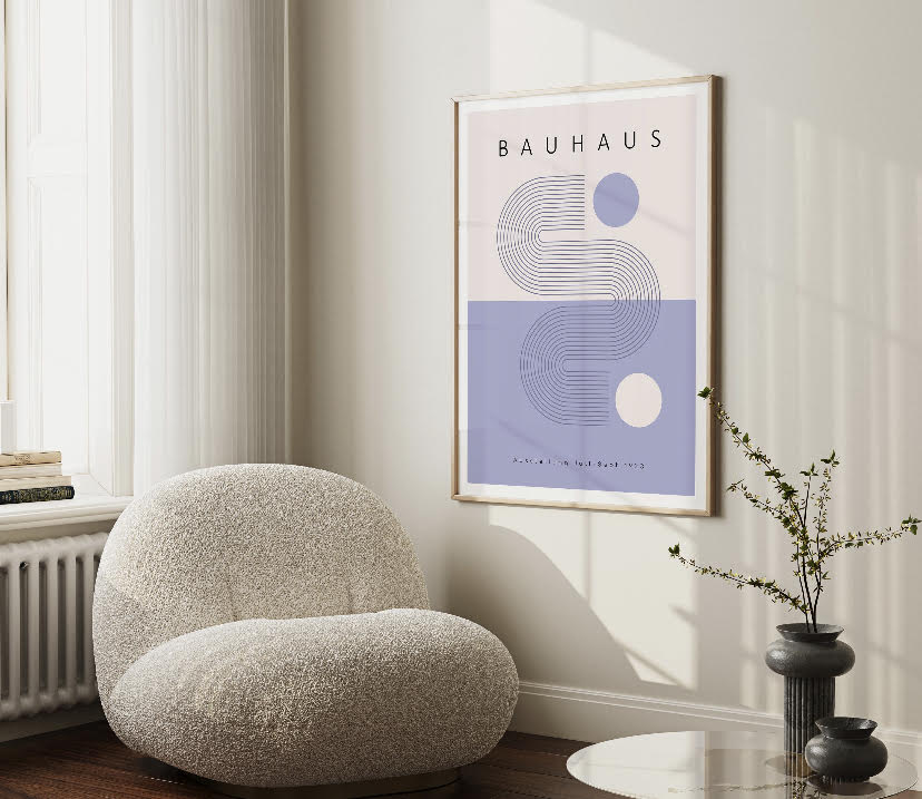 Bauhaus Lilac Geometric Circles Print