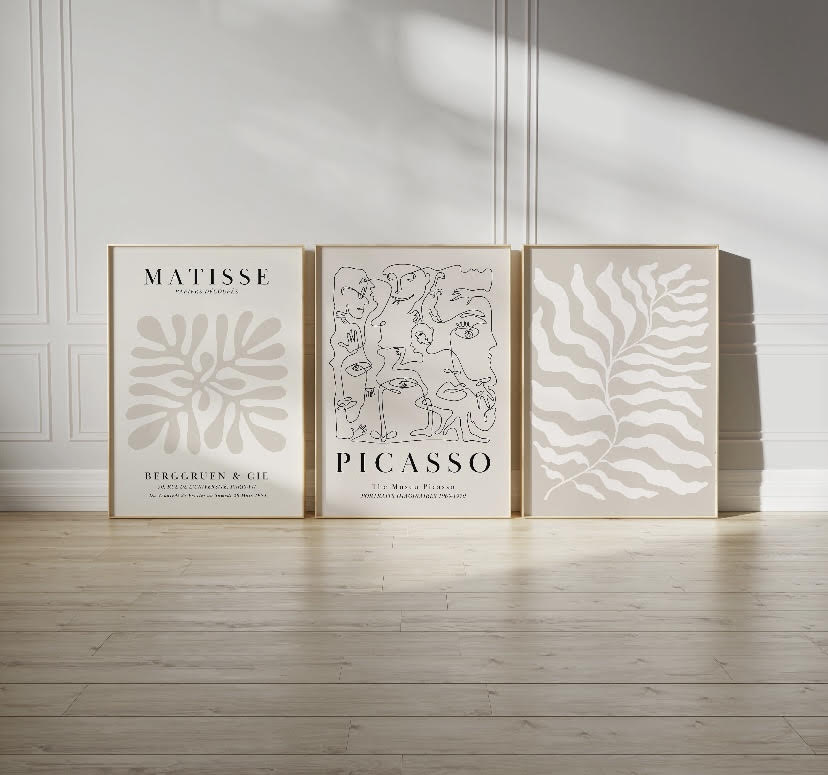 Henri Matisse and Picasso set of 3 Neutral gallery prints