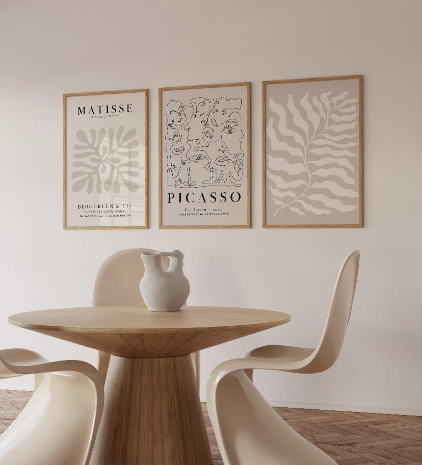 Henri Matisse and Picasso set of 3 Neutral gallery prints