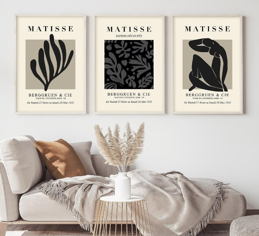 Matisse Black Set Of Three Prints