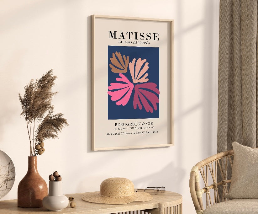 Set of 3 Henri Matisse Print | Matisse Print Set | Set Of Three Prints | Exhibition Print Set | Pink Wall Art | Navy Blue Wall Art