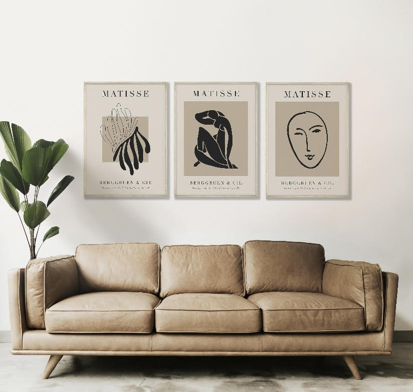 Set Of Three Matisse Black and Beige Prints