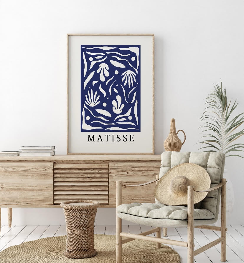 Matisse Navy Blue Botanical  Exhibition Print