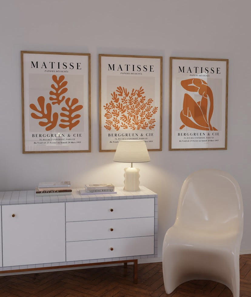 Orange Set Of Three Matisse Prints