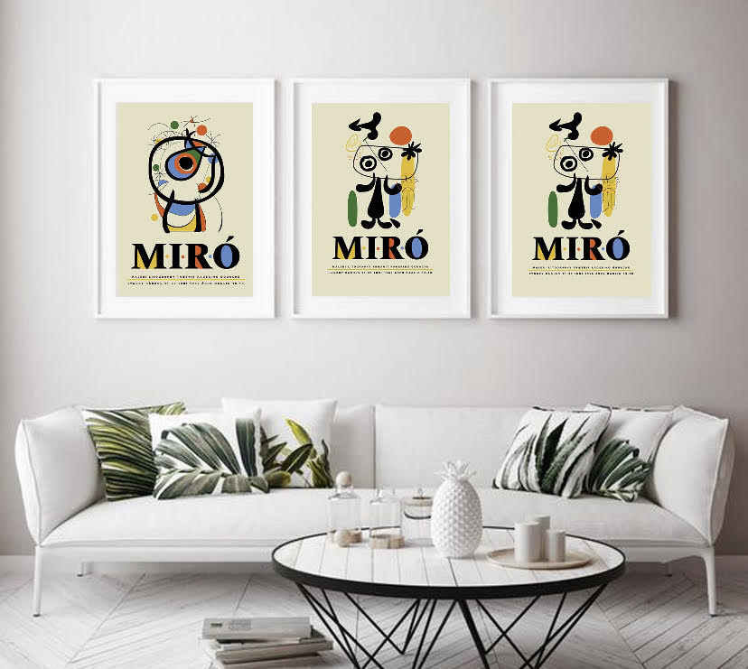 Joan Miro Set Of Three Abstract Exhibition Prints