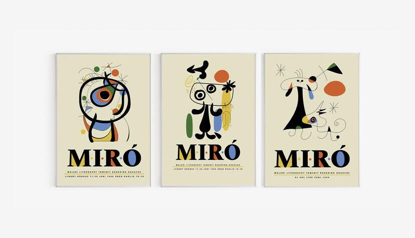 Joan Miro Set Of Three Abstract Exhibition Prints