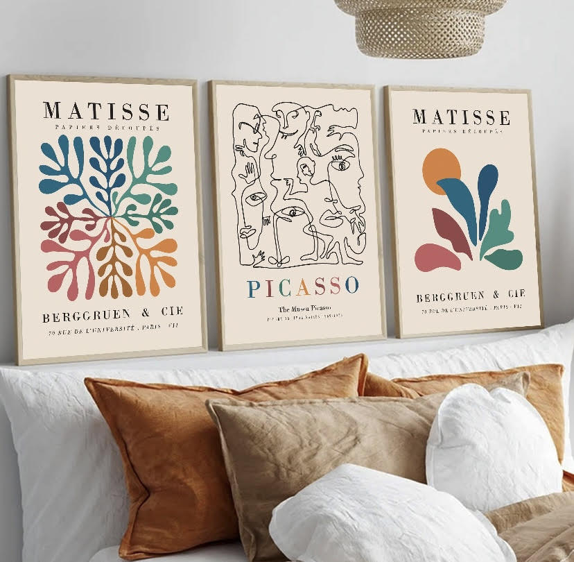 Henri Matisse|Picasso Three Piece Colourful Abstract Wall Art