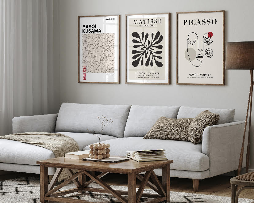 Neutral Picasso Matisse and Yayoi Kusama Gallery Wall Set