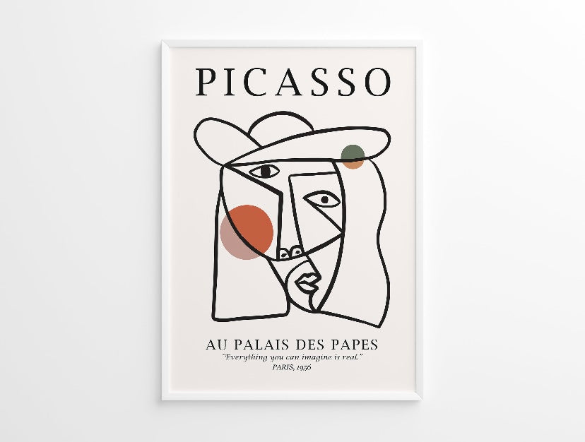 Picasso Abstract Line Art Orange Set Of Three