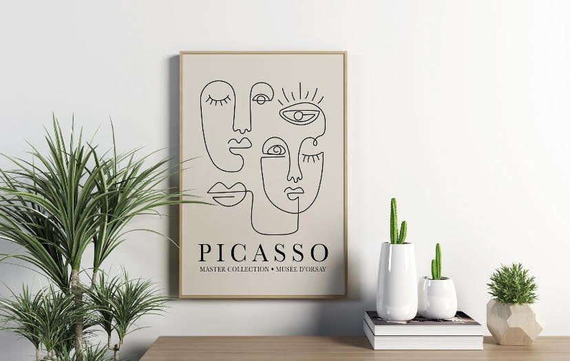 Picasso Print Set Of Three Posters | Famous Artist Wall Art |  Picasso Poster Prints | Grey Picasso Print Set