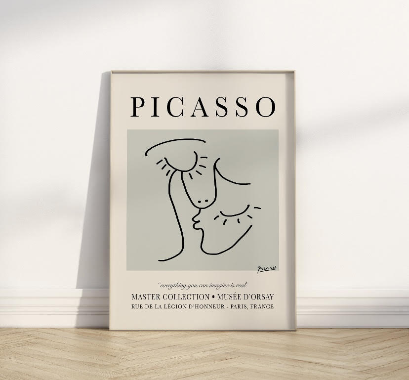 Picasso Print Set Of Three Posters | Famous Artist Wall Art |  Picasso Poster Prints | Grey Picasso Print Set