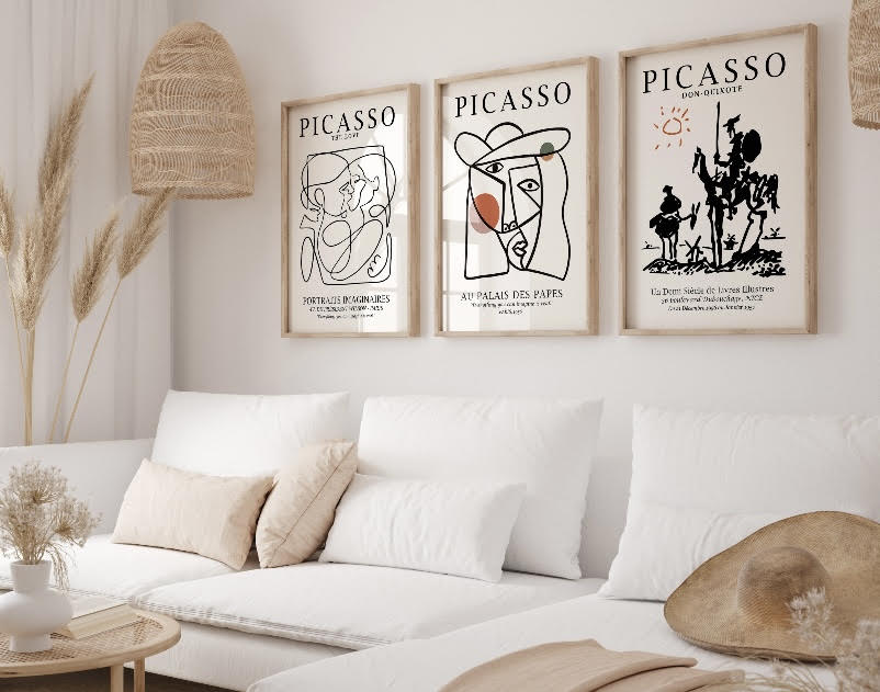 Picasso The Love Abstract Line Art Set Of Three