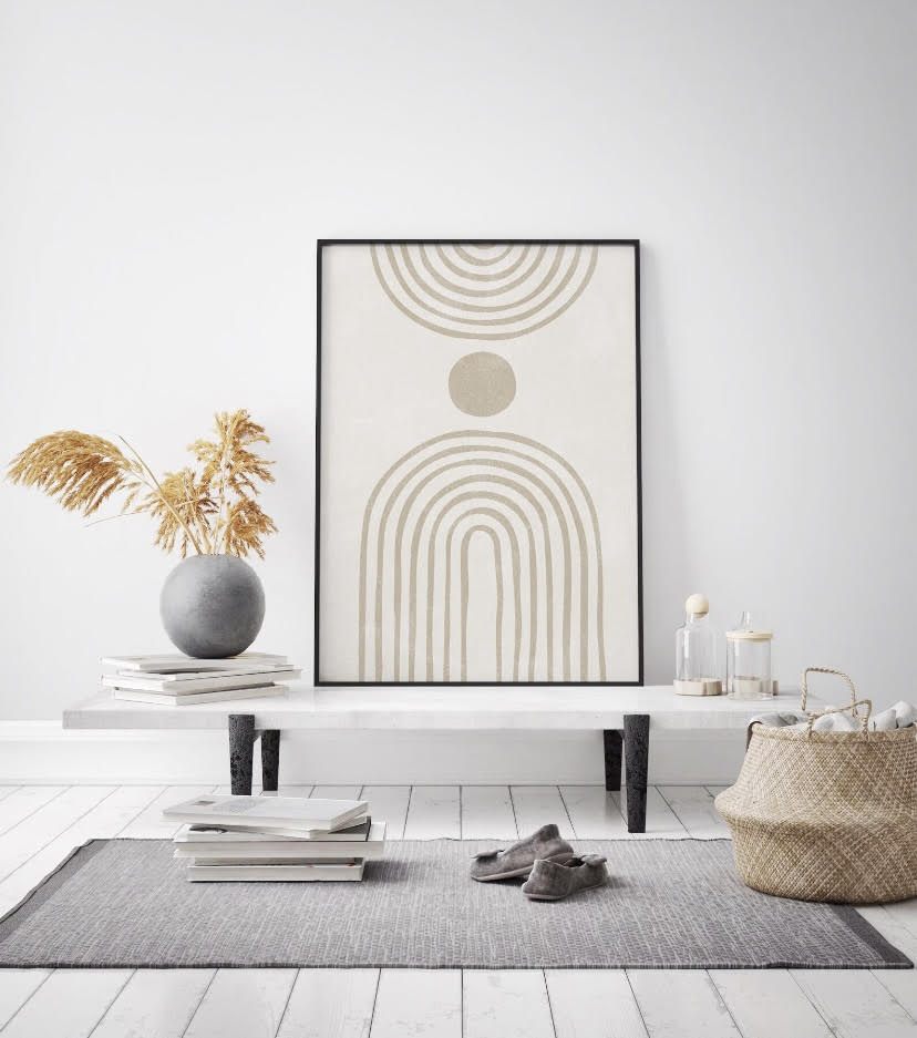 Mid Century Neutral Rainbow Print Set