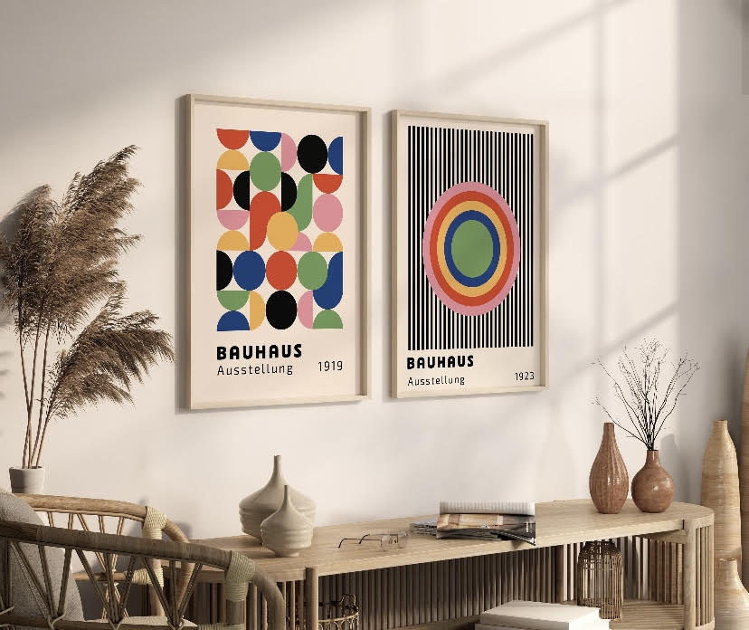 Set of 2 Bauhaus Prints | Bauhaus Poster | Bauhaus Wall Art | Museum Colourful Art | Exhibition Poster | (Copy)