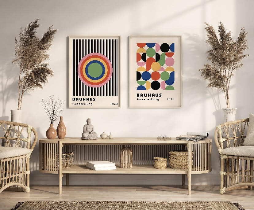 Set of 2 Bauhaus Prints | Bauhaus Poster | Bauhaus Wall Art | Museum Colourful Art | Exhibition Poster | (Copy)