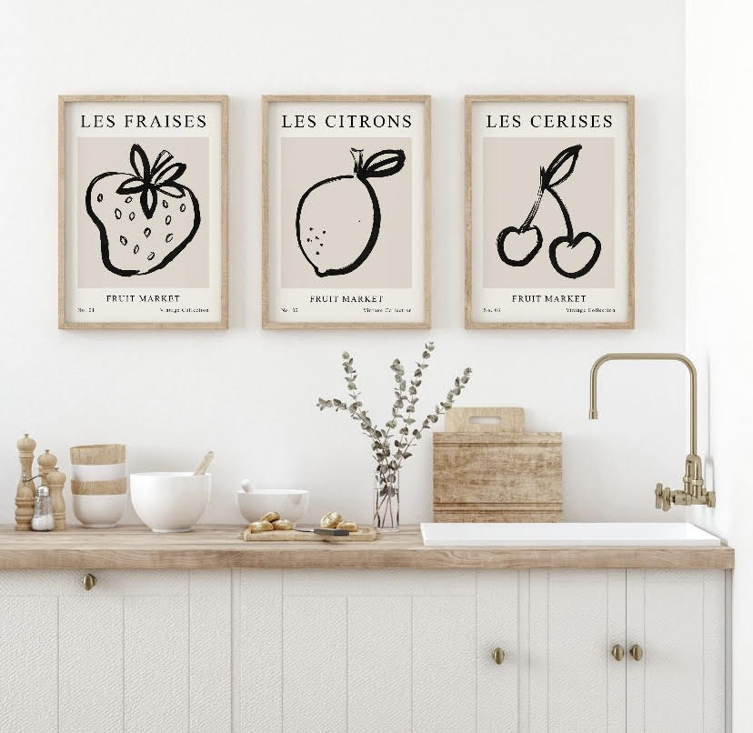 Set of Three Fruit Market Kitchen Art prints