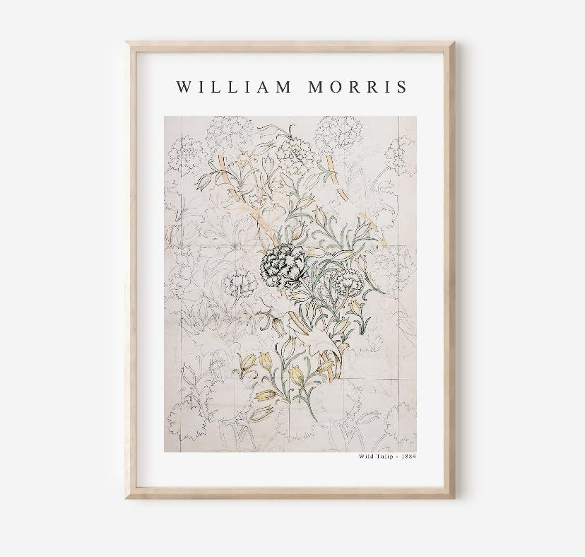 William Morris Neutral Wild Tulip Print