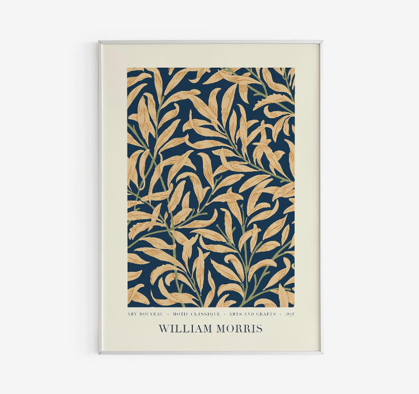 William Morris Navy Blue Botanical Print