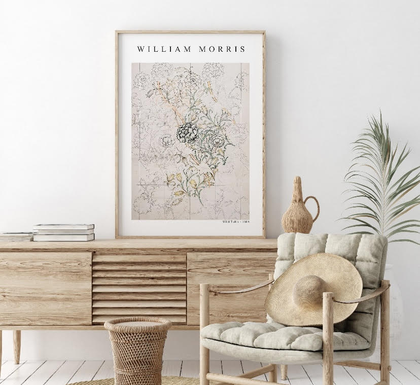 William Morris Neutral Wild Tulip Print