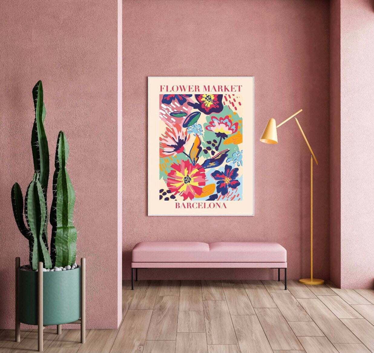 Barcelona flower market print | floral wall art | colourful floral print | flower market poster | Colourful Art