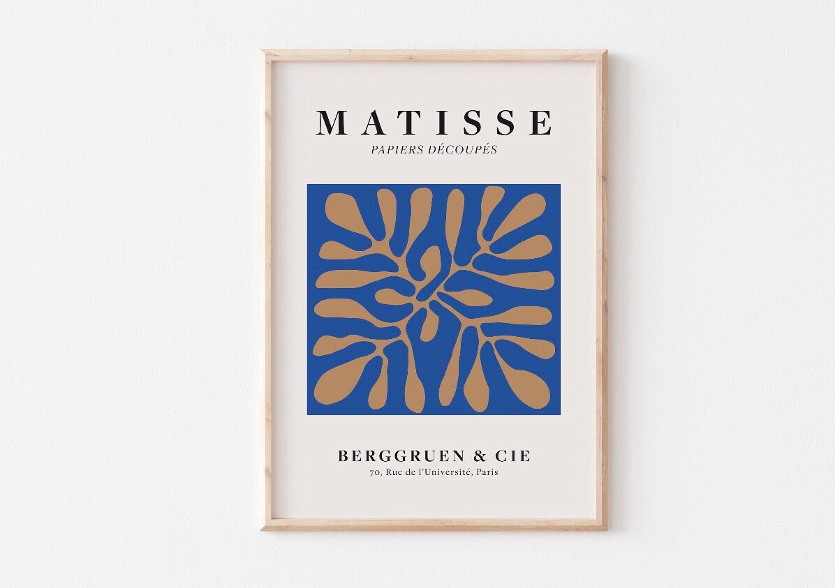 Matisse Papiers Decoupes print | Matisse the cut outs poster | blue artwork | minimalistic print | Henri Matisse