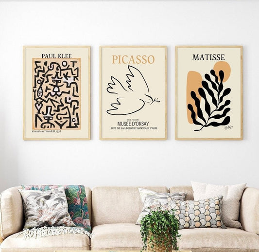 Matisse print | Picasso print | Paul Klee print | set of 3 mid century gallery wall art | exhibition poster
