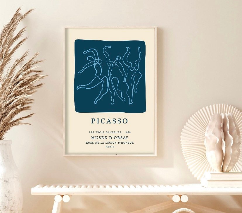 Gallery Wall Art Set Of 3 Prints, Picasso Print, Picasso Poster, Matisse Print, Matisse Poster, Gallery Wall Bundle, Blue Set, Picasso art