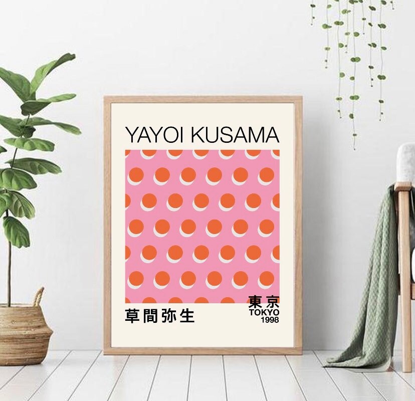 Yayoi Kusama Poster | Yayoi Kusama Print |Yayoi Kusama Exhibition Poster | Dots Art | Pink Orange Wall Art, Kusama Infinity Nets