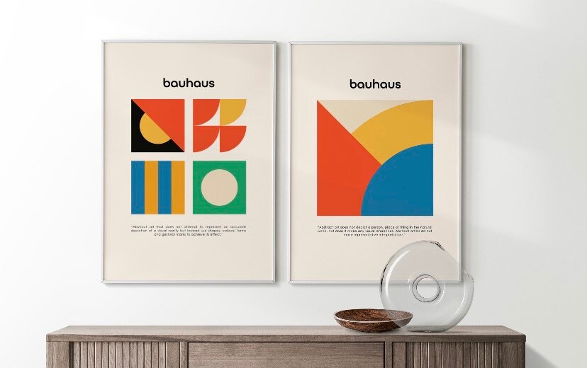 Set of 2 Bauhaus Prints | Bauhaus Poster | Bauhaus Wall Art | Museum Colourful Art | Exhibition Poster |