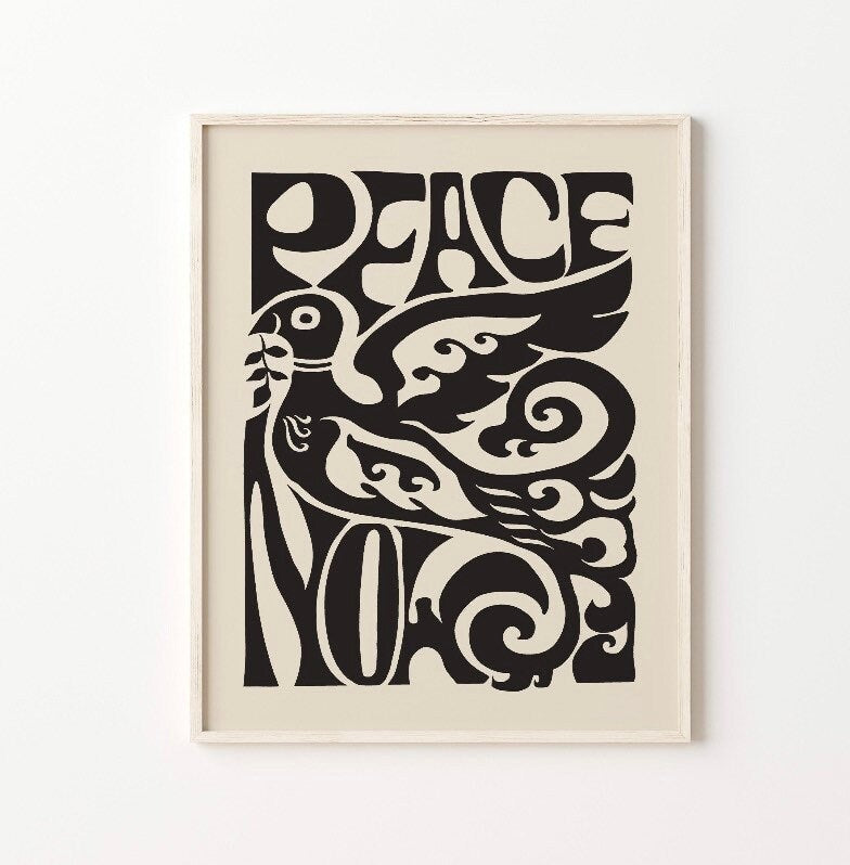 Peace Now Print | Groovy Wall Art | Peace Sign | Retro Wall Art | Vintage Art | Psychedelic Art | Sixties Wall Art