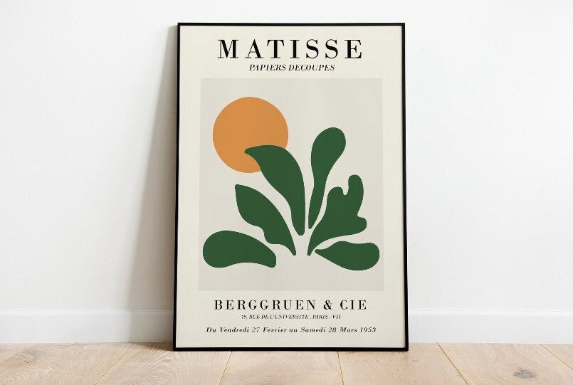 Matisse Green The Cut Outs | Plant And Sun Matisse Poster | Abstract Wall Art | Mid Century Modern Poster | Exhibition Print