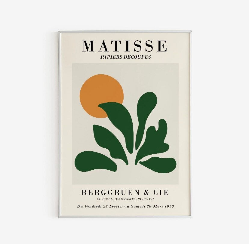 Matisse Green The Cut Outs | Plant And Sun Matisse Poster | Abstract Wall Art | Mid Century Modern Poster | Exhibition Print