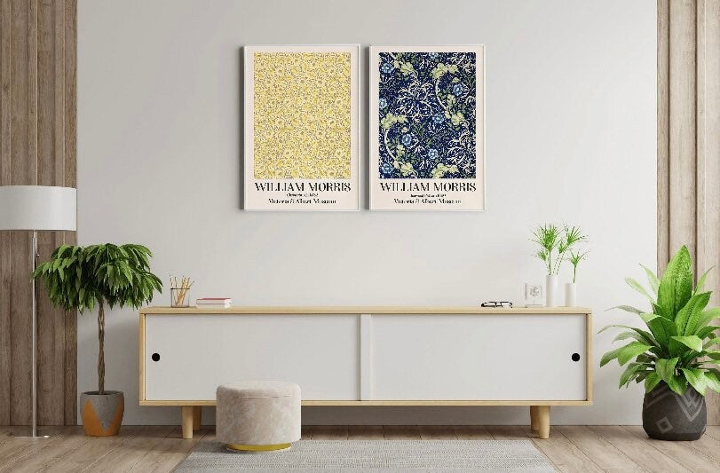 William Morris prints | Botanical Prints |set of 2 vintage print | Exhibition Art Poster