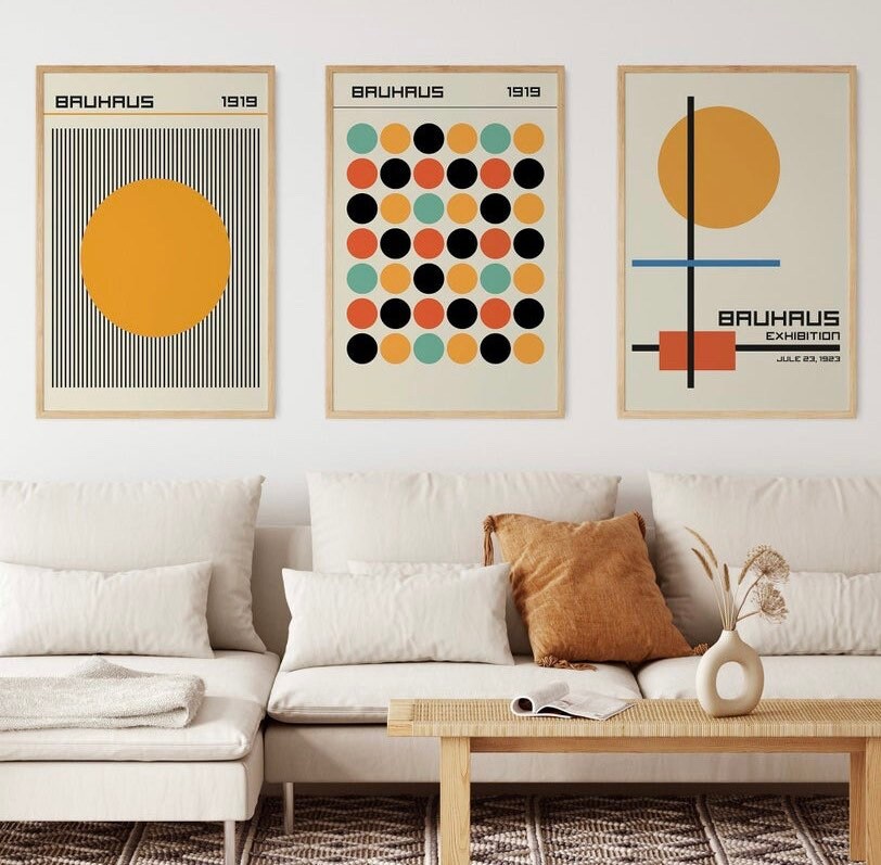 Bauhaus Set of 3 Prints | Modern Gallery Wall Set | Exhibition posters | bright retro prints