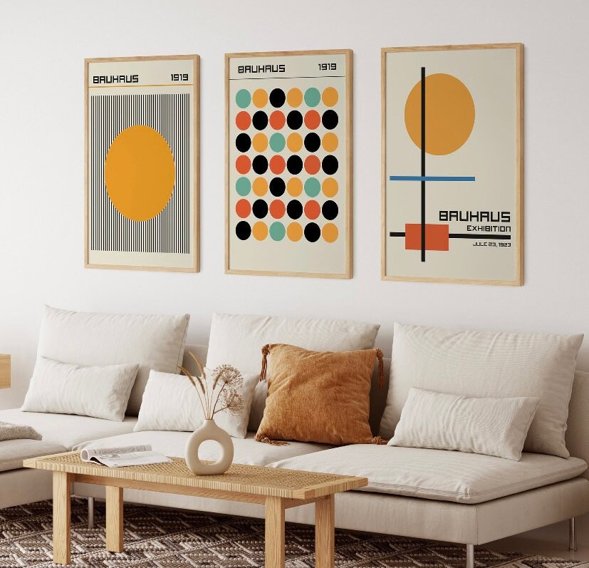 Bauhaus Set of 3 Prints | Modern Gallery Wall Set | Exhibition posters | bright retro prints