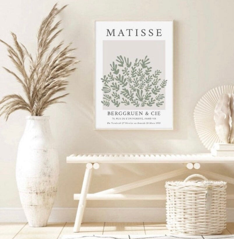 Henri Matisse sage green flower print | exhibition poster | Famous Artist print | Matisse cut outs