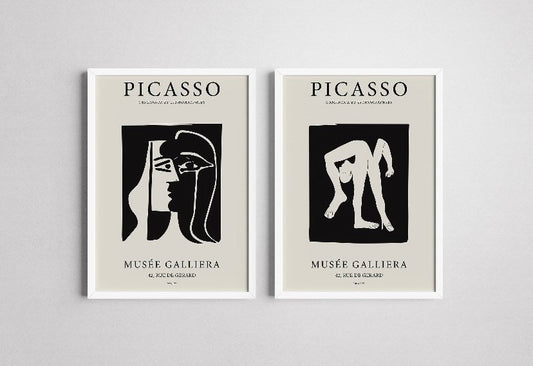 Picasso Set of 2 prints | Picasso Acrobat | Picasso Kiss Poster | Picasso Poster | Mid Century Art