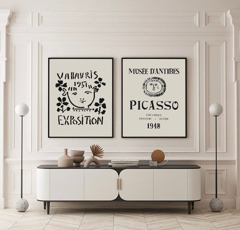 Picasso Set of 2 Exhibition Prints | Gallery Wall Set | Picasso Print | Picasso Exhibition Art | Vallaurus Print | Musee Antibes Print