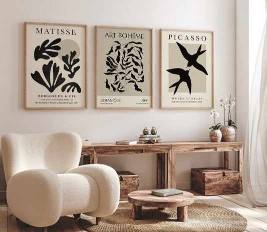Matisse Print Set | Picasso Print Set | Matisse Set of 3 | Picasso Poster Set | Matisse Poster | Art Boheme Wall Art