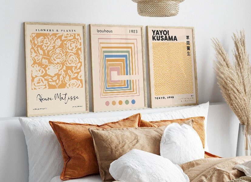 Orange Gallery Wall Set | Exhibition Poster Set | Matisse Print | Bauhaus Print Set | Yayoi Kusama Print